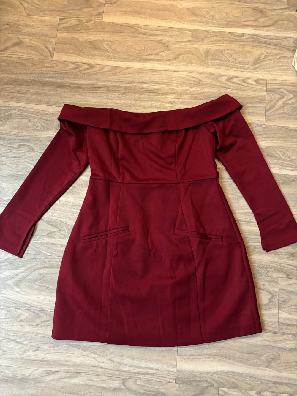 Off-Shoulder Wine Red Women's Dress